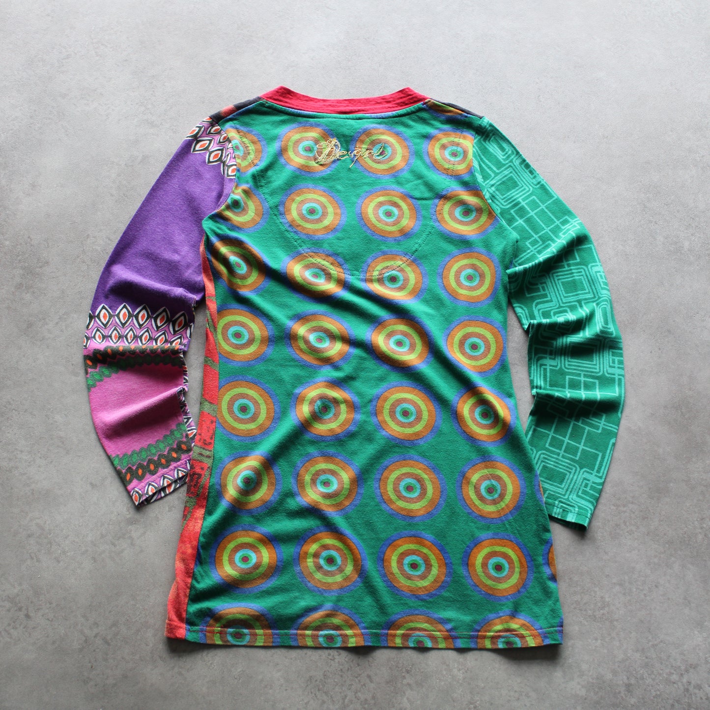 Desigual Multicolor Abstract Long-Sleeve Top – V-Neck (Woman-S)