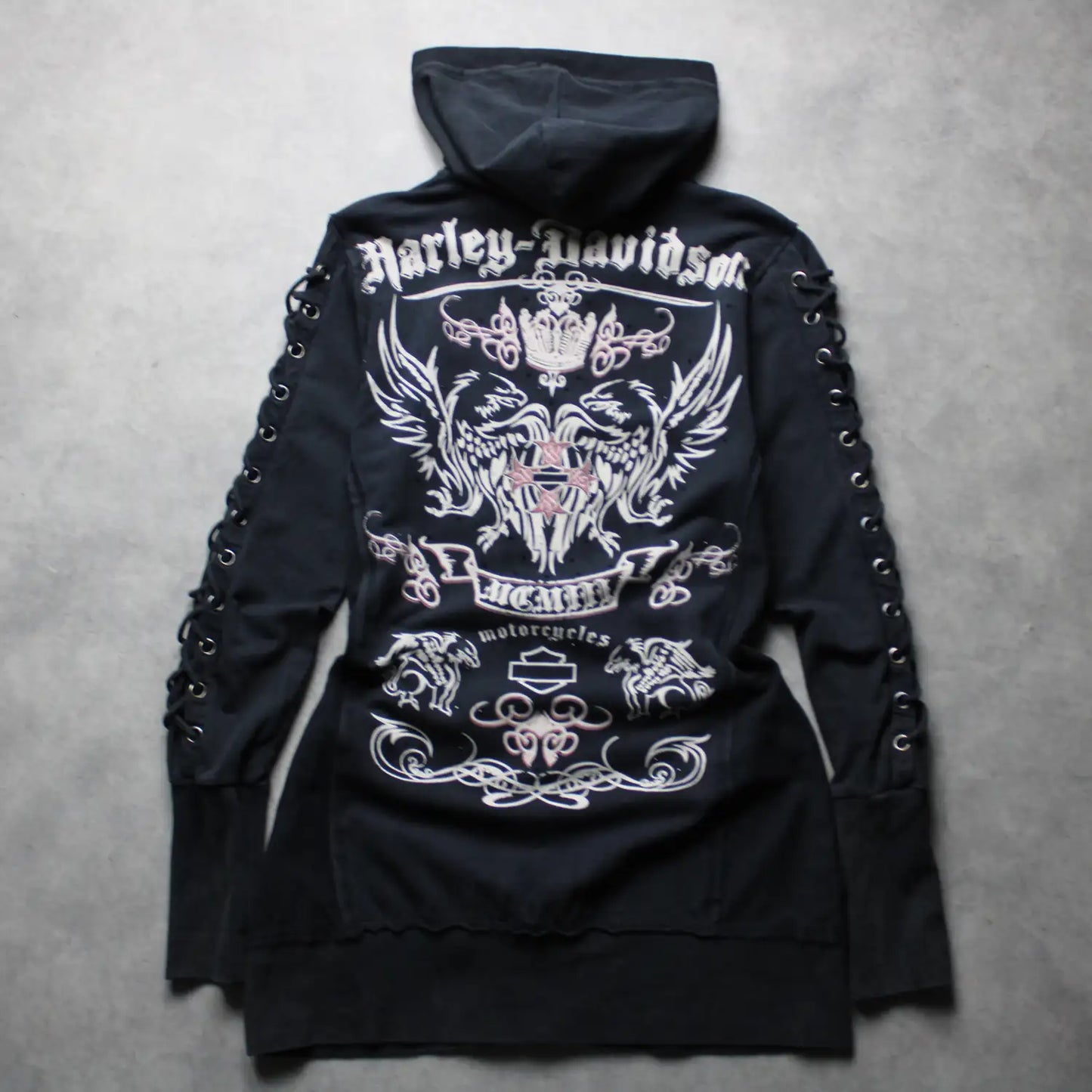 Harley Davidson All-Over Print Zip Hoodie – Black (Woman-M)