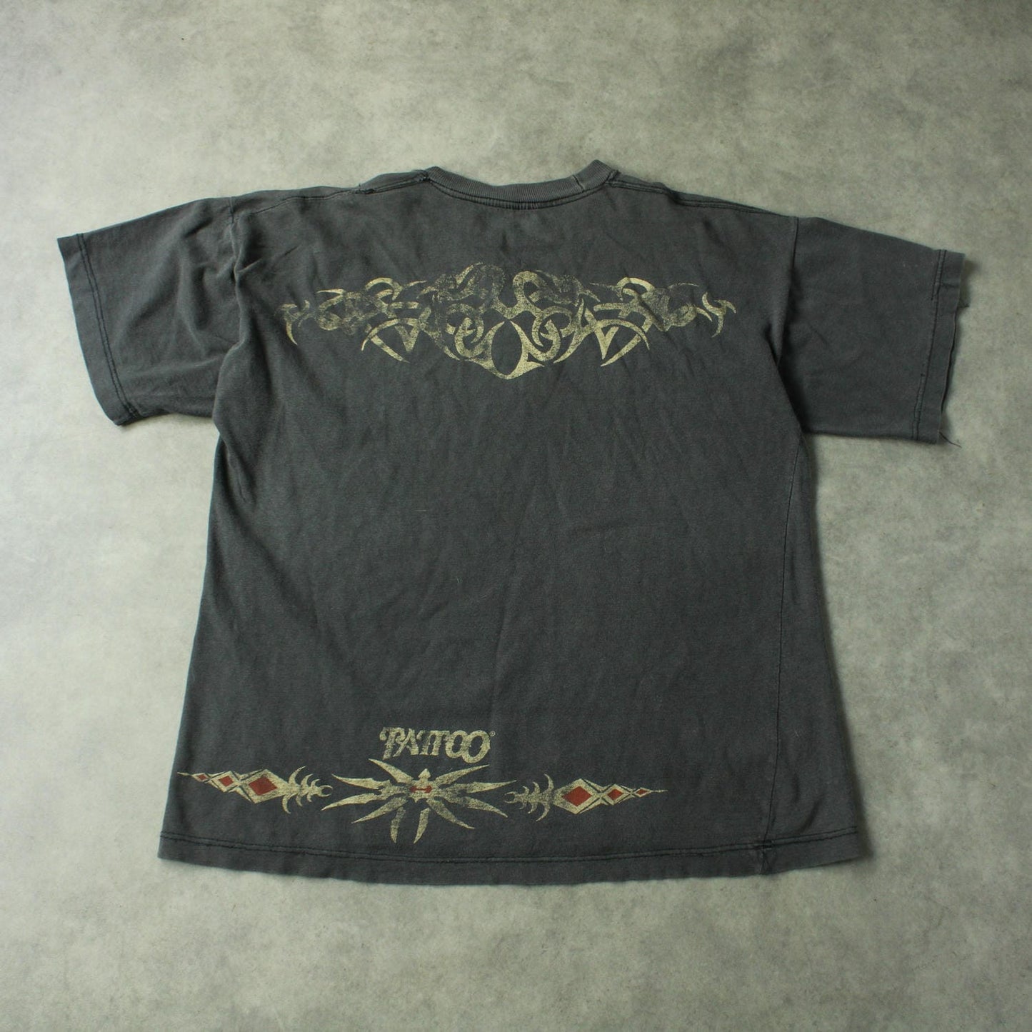 Tribal Tattoo Graphic Vintage T-Shirt – Dark Grey (Man-S)