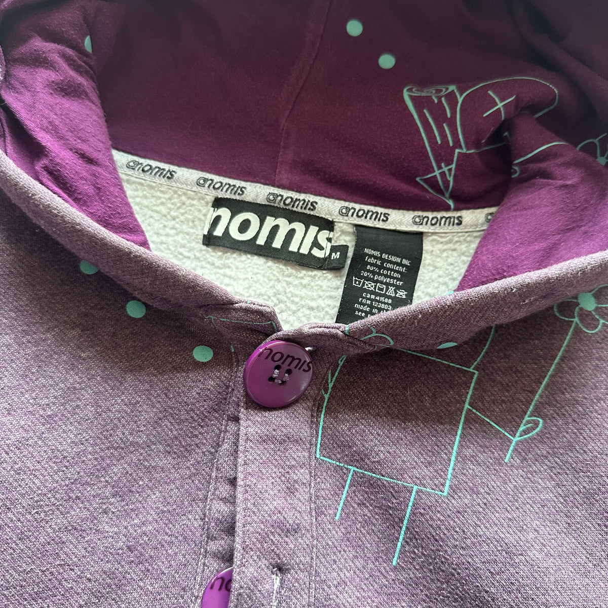 Nomis Purple Graphic Zip Hoodie M