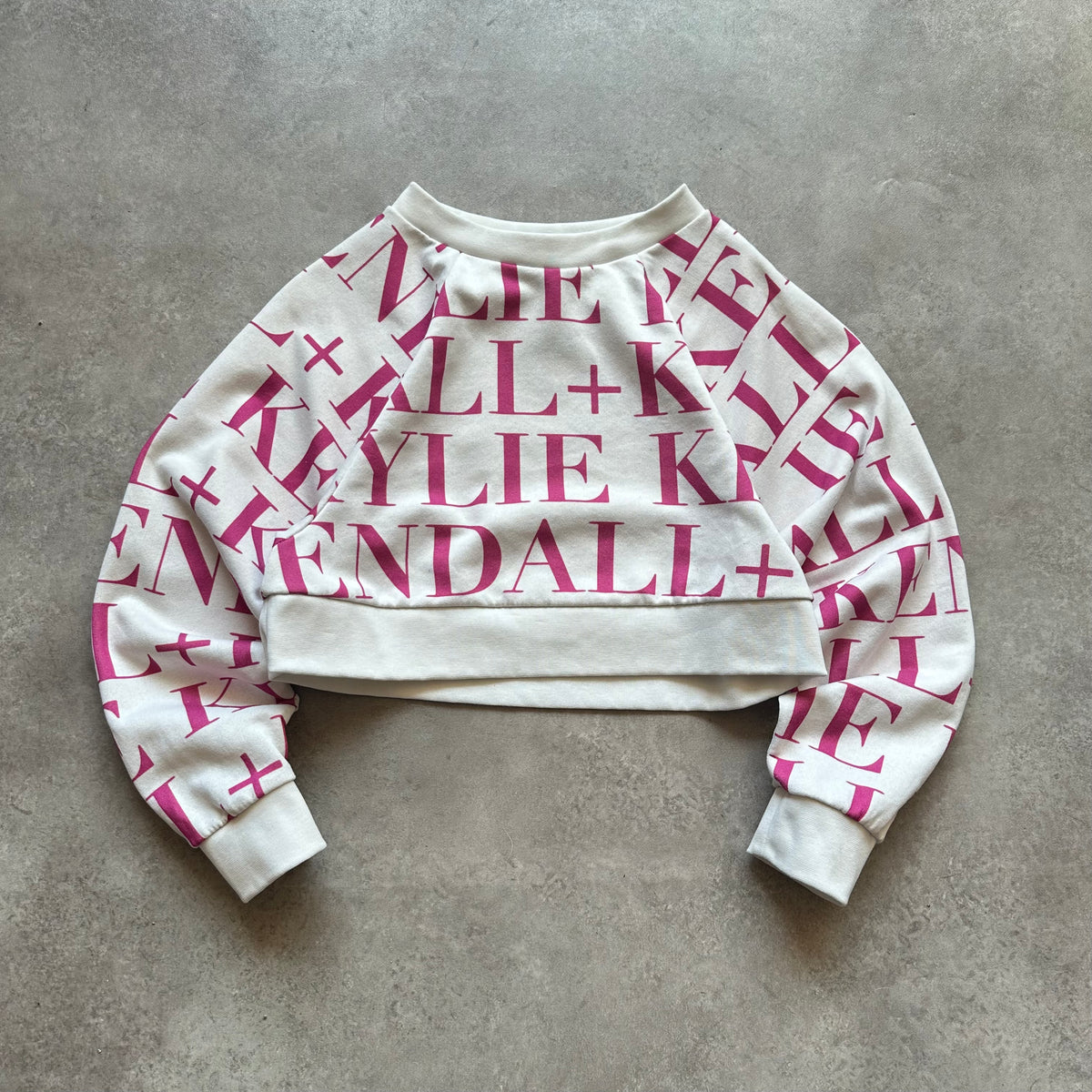 Kendall + Kylie White Logo Cropped Sweatshirt L