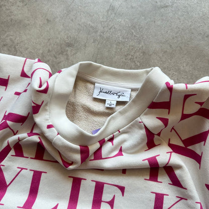 Kendall + Kylie White Logo Cropped Sweatshirt L
