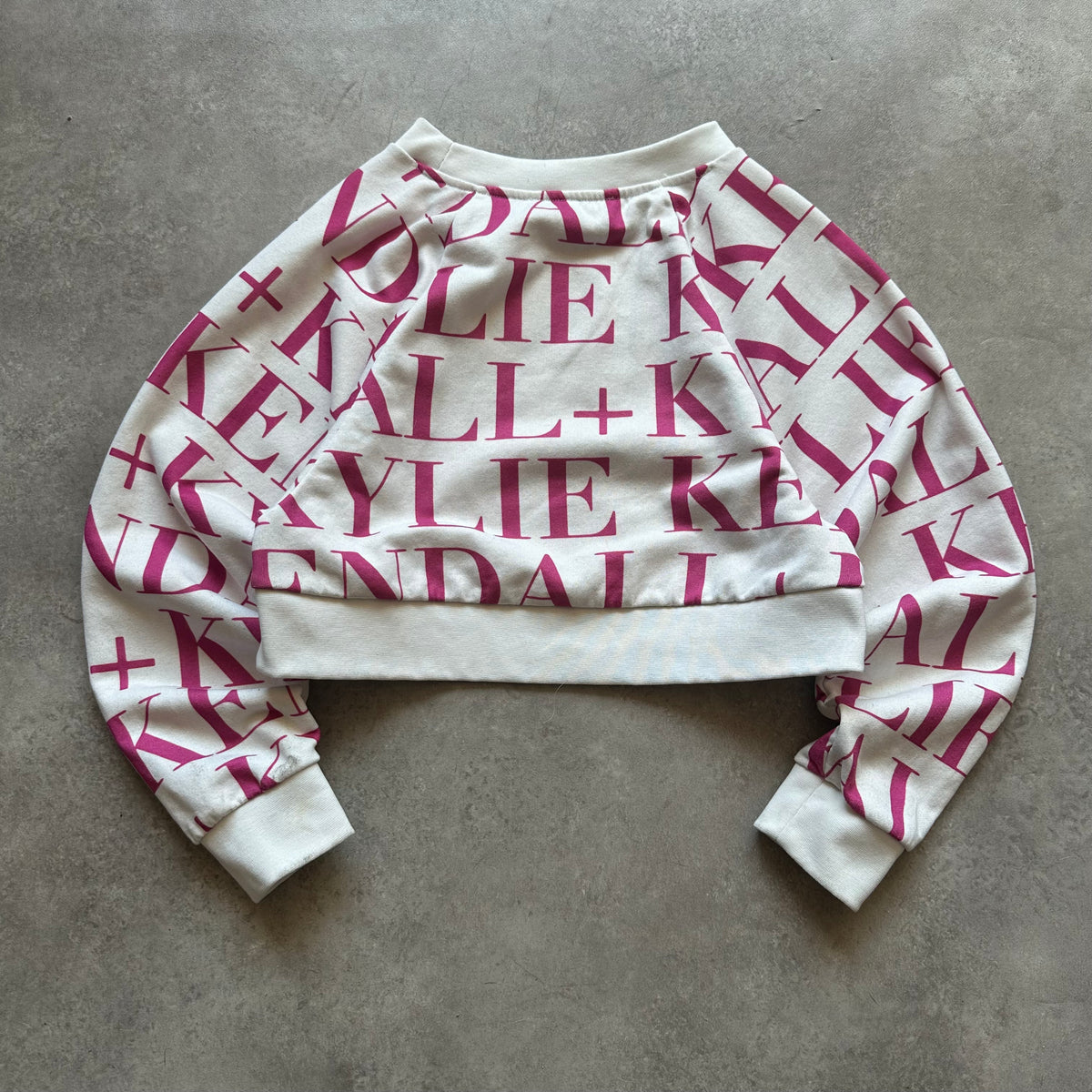 Kendall + Kylie White Logo Cropped Sweatshirt L