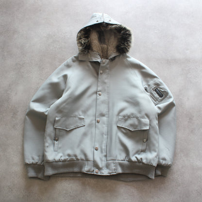 Woolrich Light Grey Hooded Fur-Lined Jacket (Man-L)