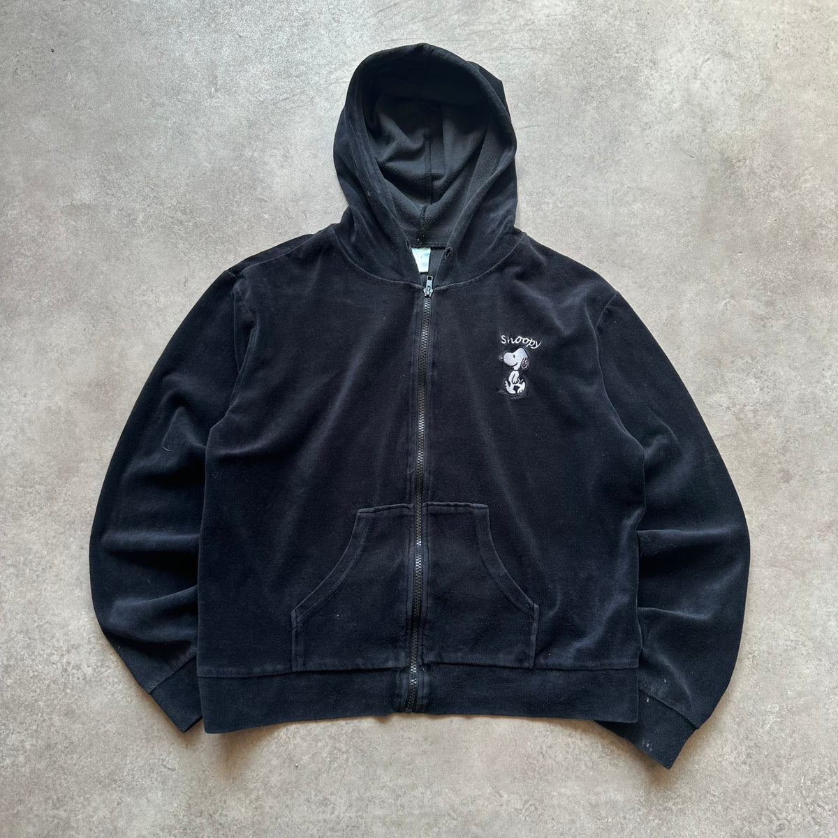 Peanuts Snoopy Black Zip Hoodie L
