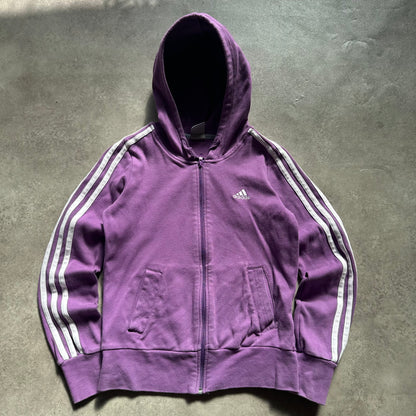 Adidas Purple Three Stripe Zip Hoodie S