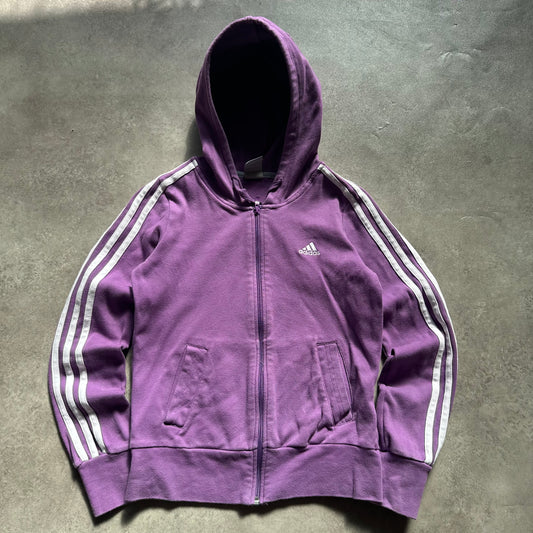 Adidas Purple Three Stripe Zip Hoodie S