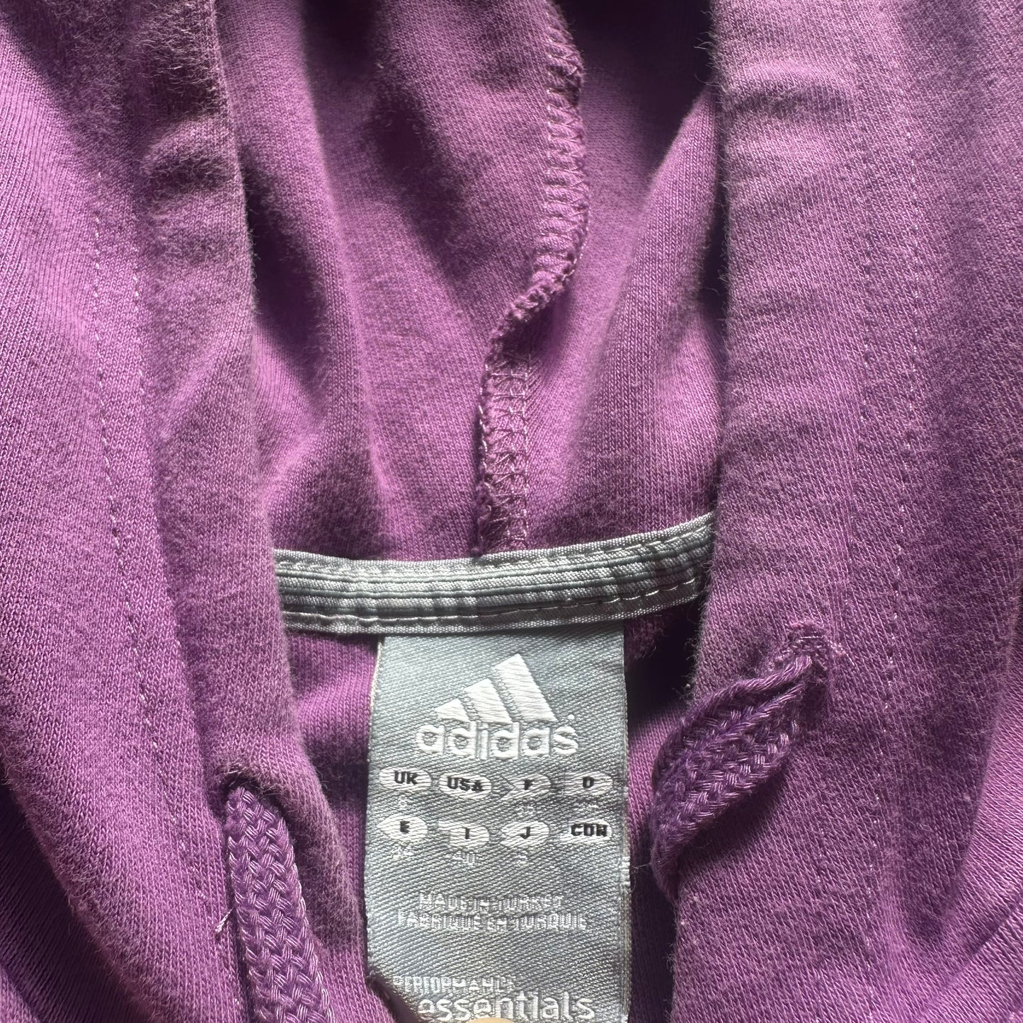 Adidas Purple Three Stripe Zip Hoodie S