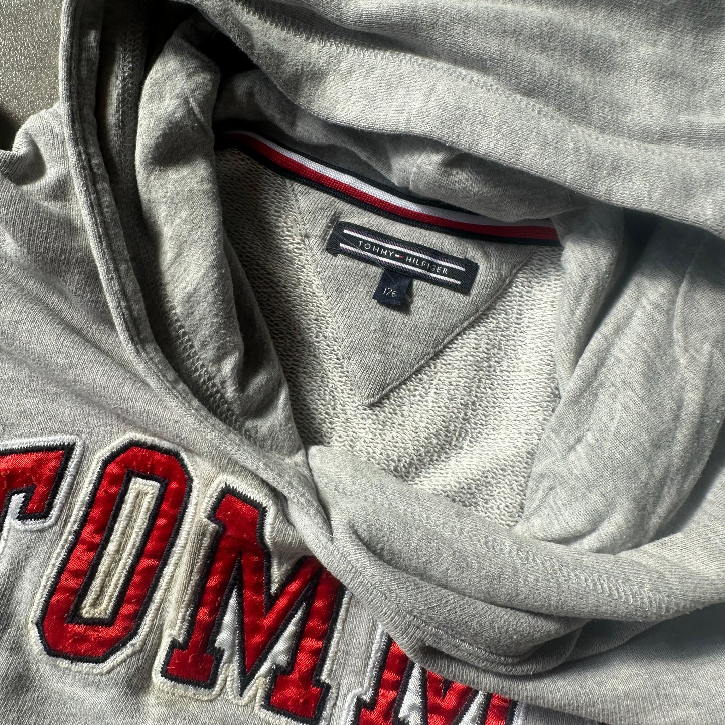 Tommy Hilfiger Grey Spellout Hoodie 176cm