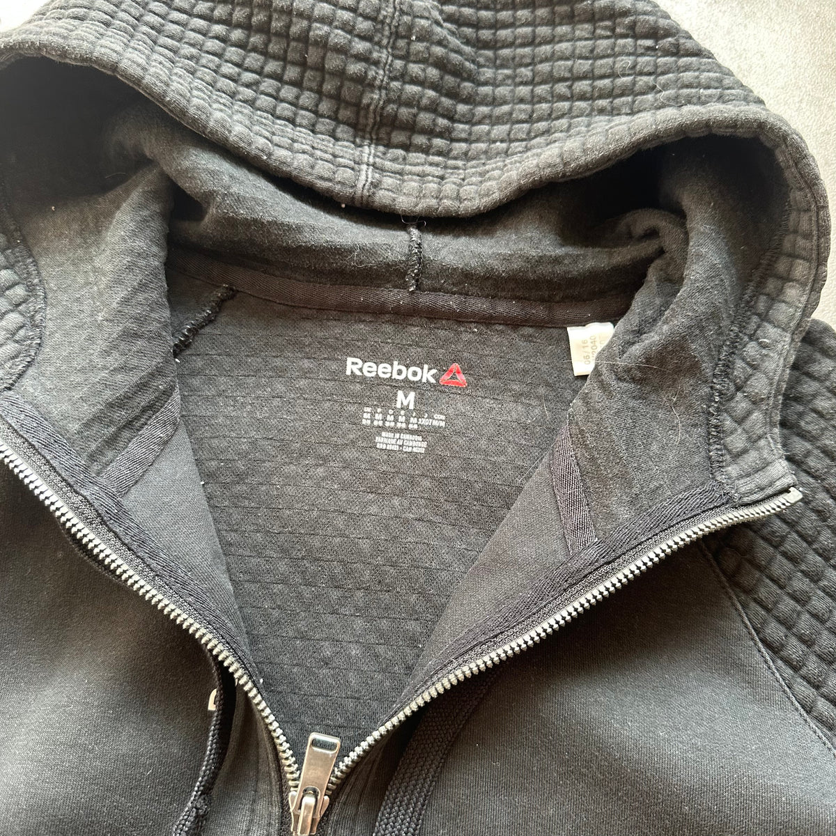 Reebok Black Quilted Zip Hoodie M
