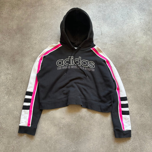 Adidas Black Pink Cropped Hoodie M
