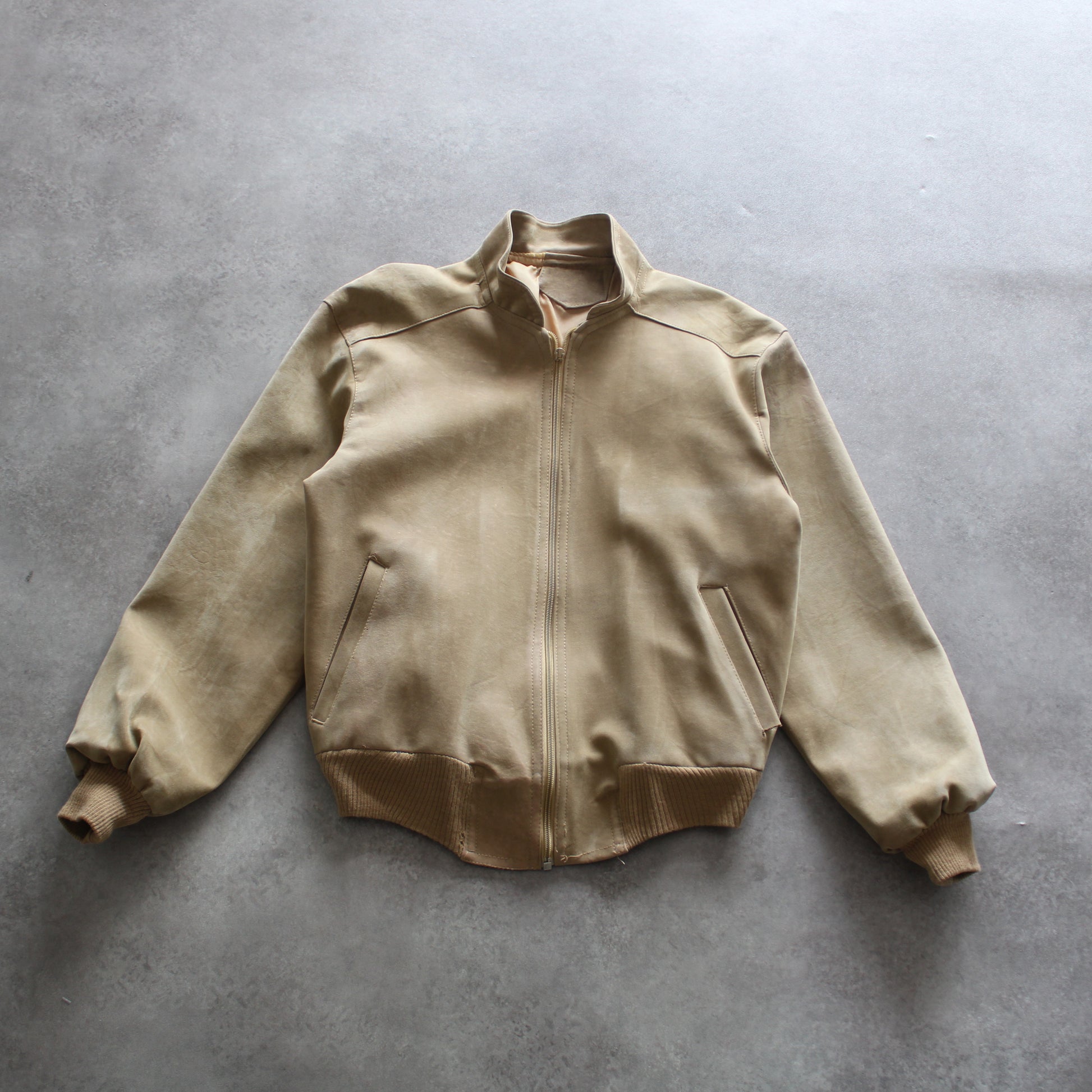 vintage bomber jacket, beige bomber jacket, retro outerwear, men’s vintage jacket, casual streetwear, 90s style bomber