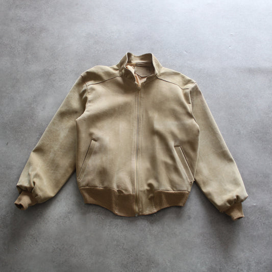 vintage bomber jacket, beige bomber jacket, retro outerwear, men’s vintage jacket, casual streetwear, 90s style bomber