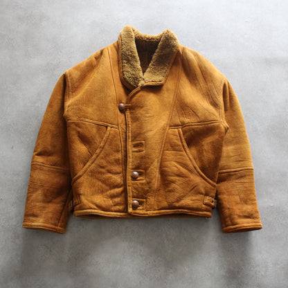 vintage shearling jacket, brown sheepskin coat, retro aviator jacket, winter shearling coat, vintage pilot jacket, 70s outerwear