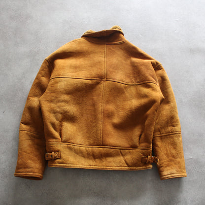 Vintage Brown Shearling Sheepskin Jacket (Man-XL)