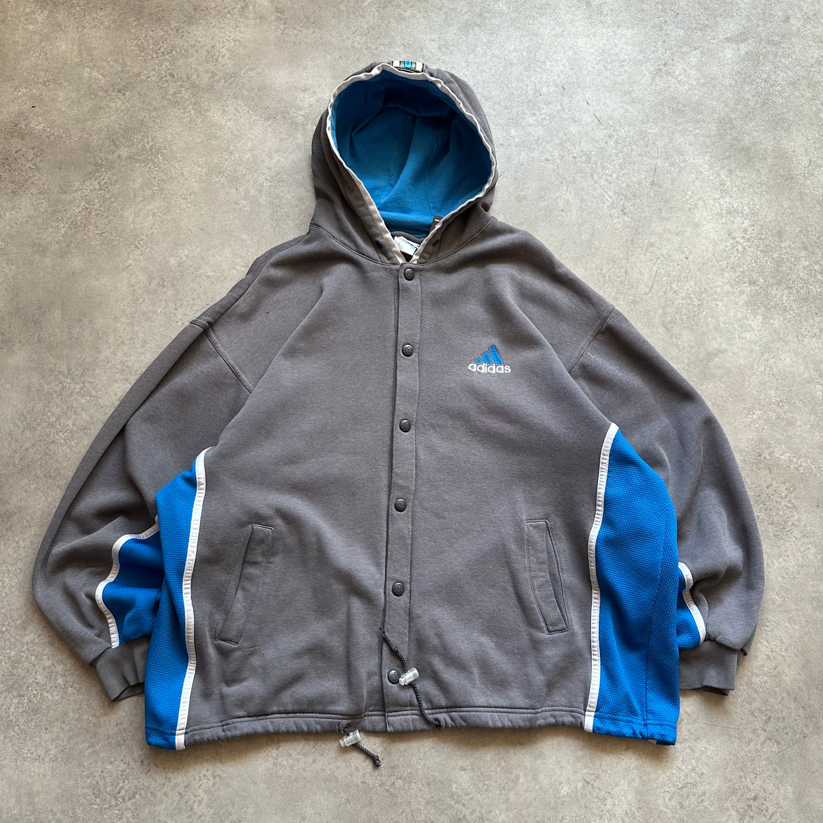 Adidas Grey Snap Track Hoodie L