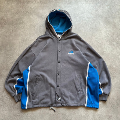 Adidas Grey Snap Track Hoodie L