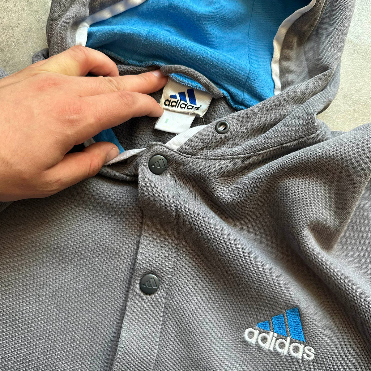 Adidas Grey Snap Track Hoodie L