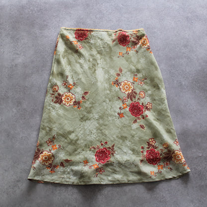 Watcher Flower Patterned Vintage Skirt (Woman-L)