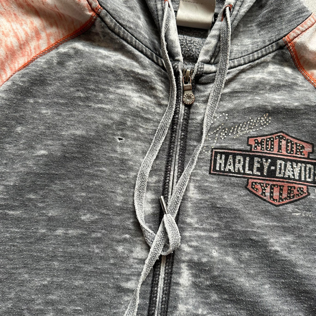 Harley-Davidson Acid Wash Zip Hoodie L