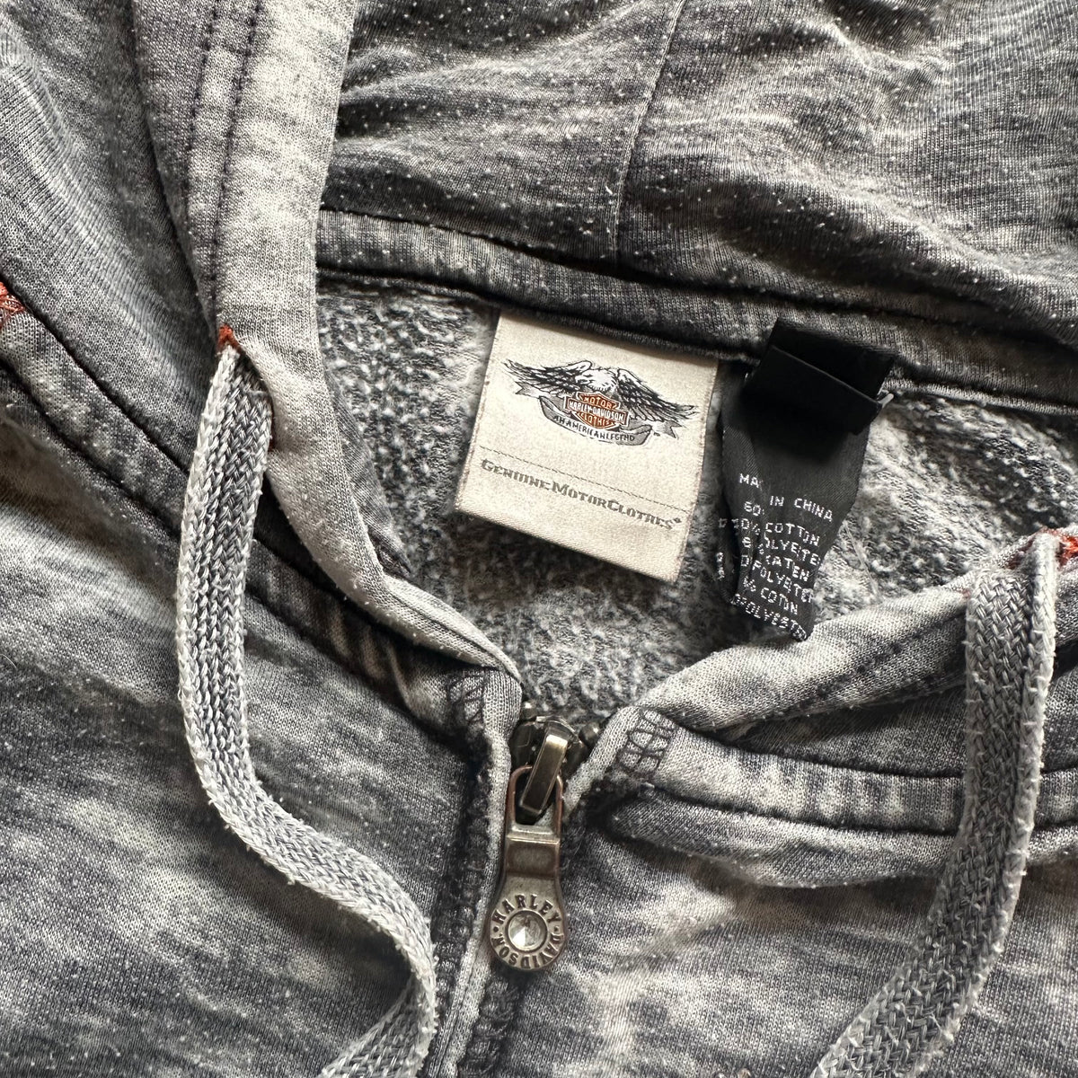Harley-Davidson Acid Wash Zip Hoodie L