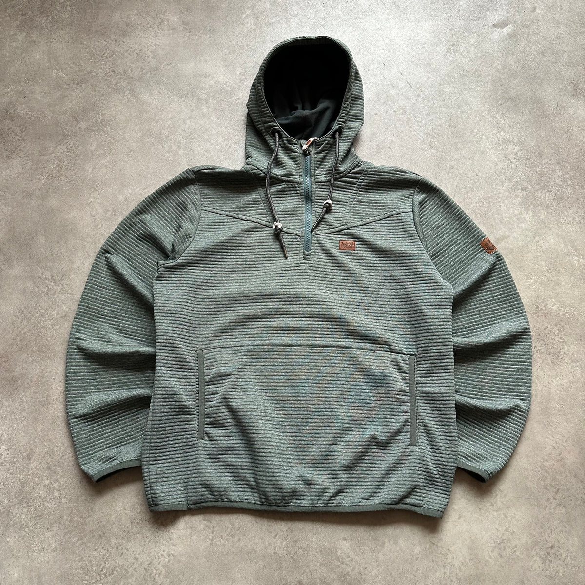 Jack Wolfskin Green Textured 1/4 Zip Hoodie L
