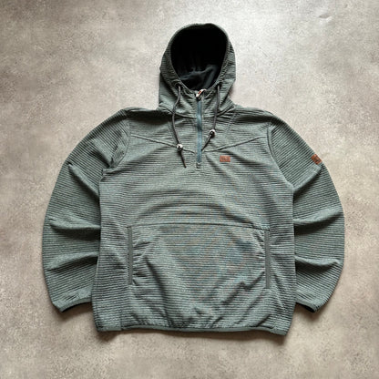 Jack Wolfskin Green Textured 1/4 Zip Hoodie L