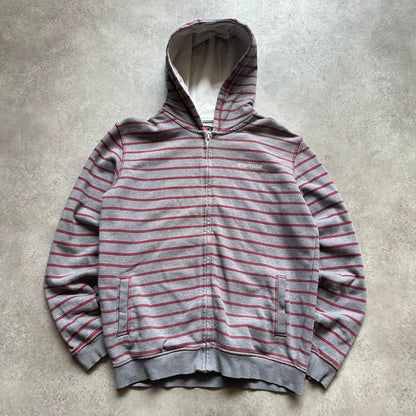 Quiksilver Grey Striped Zip Hoodie 170cm