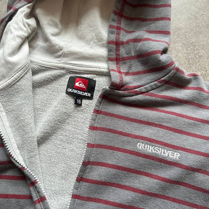 Quiksilver Grey Striped Zip Hoodie 170cm