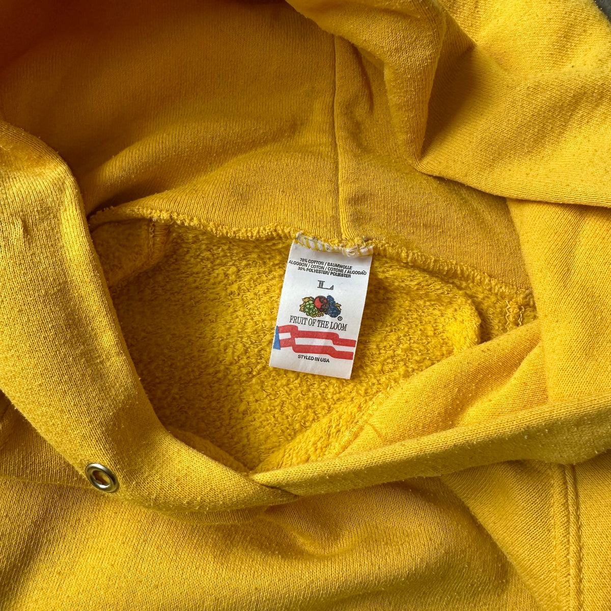 Fruit of the Loom Yellow Vintage Hoodie L