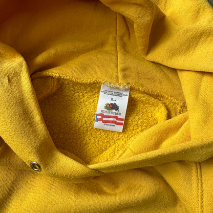 Fruit of the Loom Yellow Vintage Hoodie L