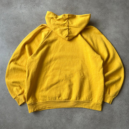 Fruit of the Loom Yellow Vintage Hoodie L