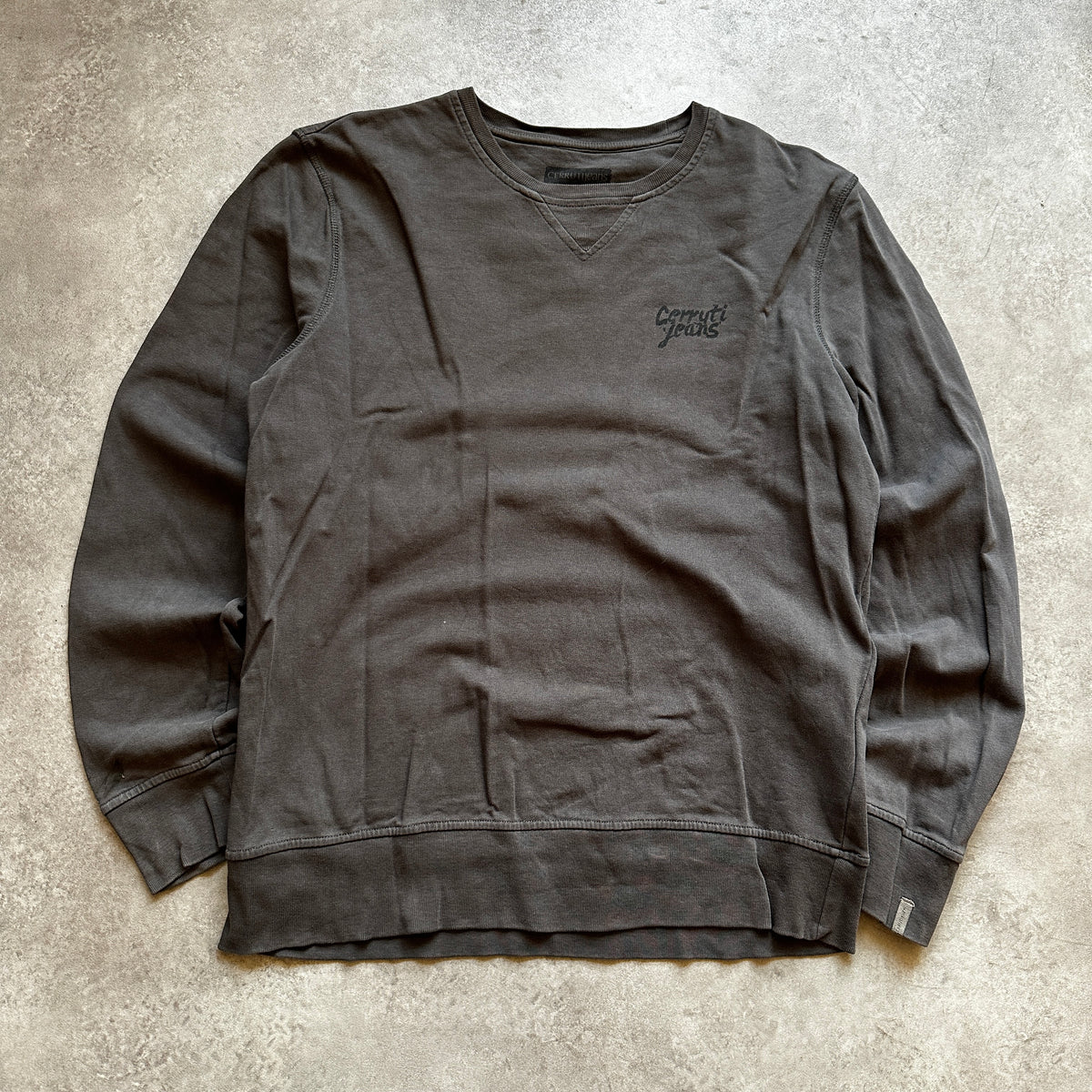 Cerruti Jeans Wash Black Mini Logo Crewneck L