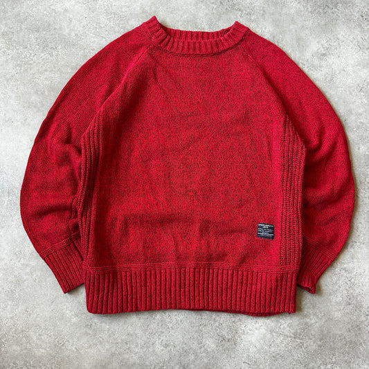 Lurenjiaodian Red Knit Crewneck Sweater M