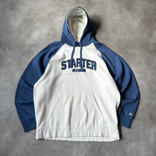 Starter Off-White & Blue Raglan Hoodie XXL
