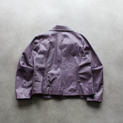 Chico’s Purple Leather Button-Up Jacket with Front Pockets (Woman-M)
