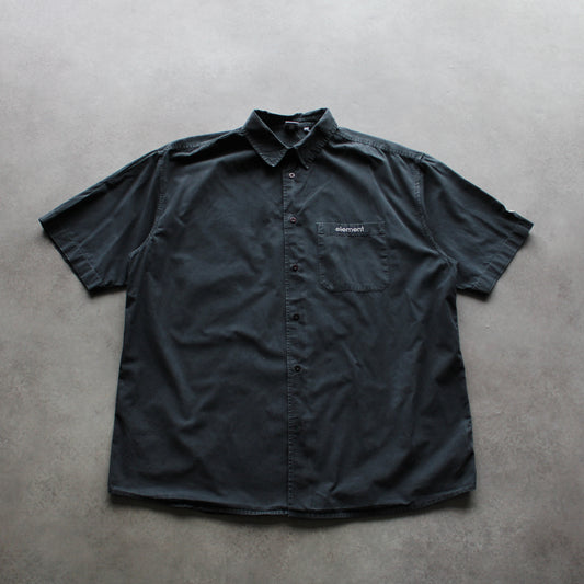 Element Black Short Sleeve Button-Up Shirt with Chest Pocket (Man-XL)