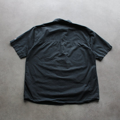 Element Black Short Sleeve Button-Up Shirt with Chest Pocket (Man-XL)