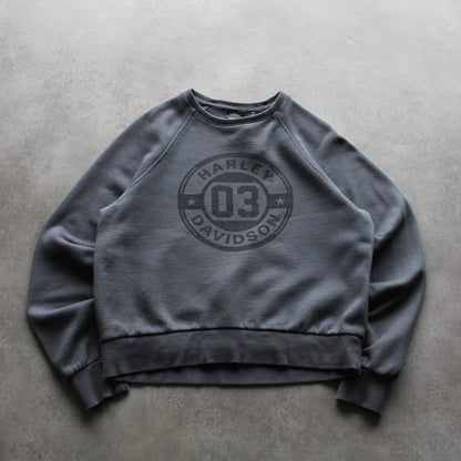 Harley Davidson Vintage Grey Sweatshirt with Bold Logo Print (Woman-M)
