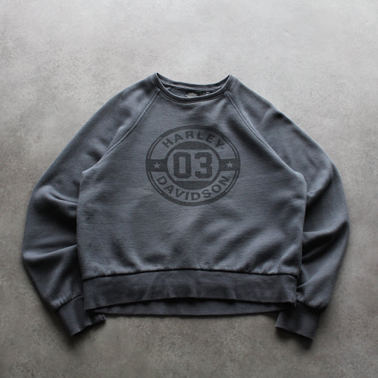 Harley Davidson Vintage Grey Sweatshirt with Bold Logo Print (Woman-M)