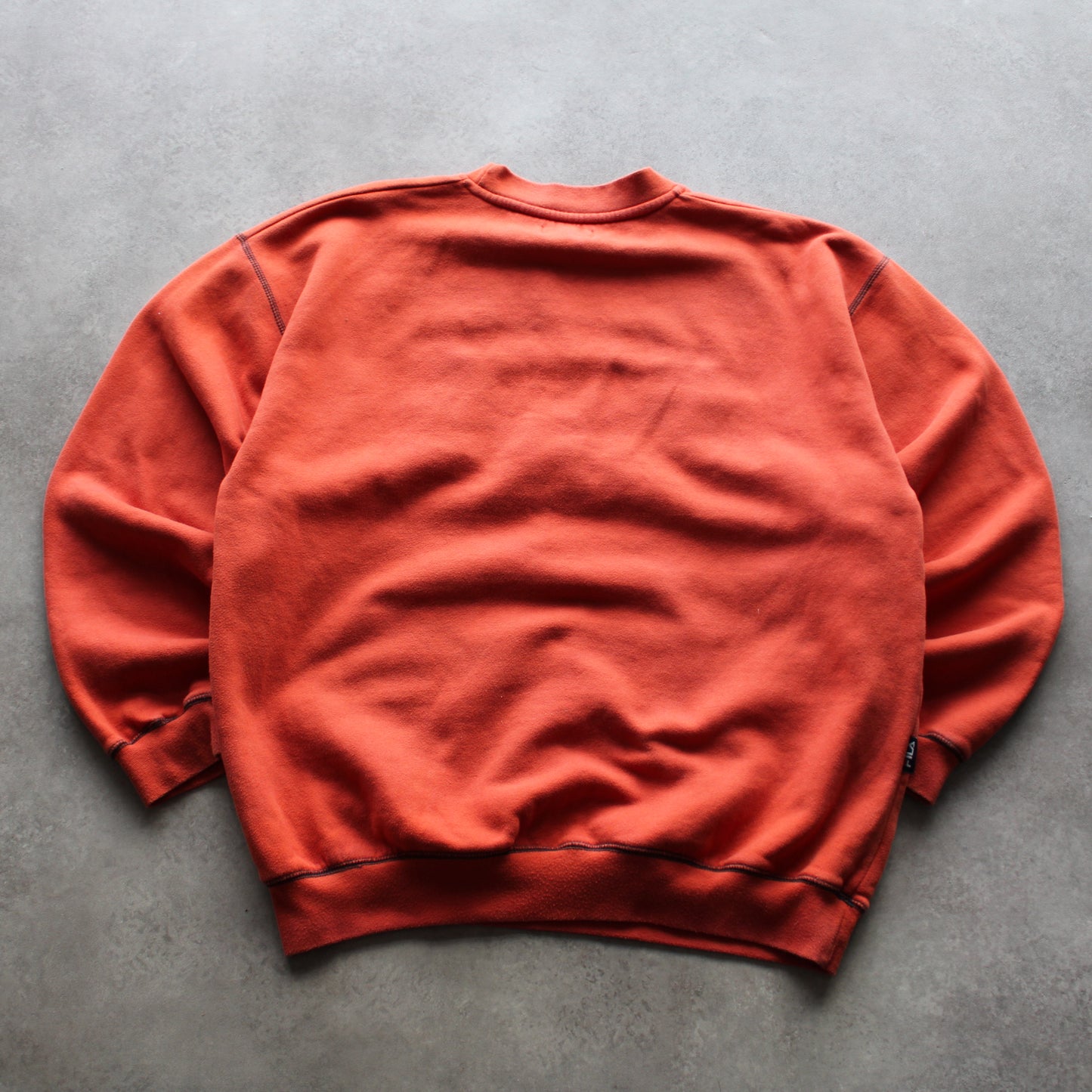 Fila Vintage Sweatshirt – Embrioed Logo, Crewneck, Orange (Man-L)