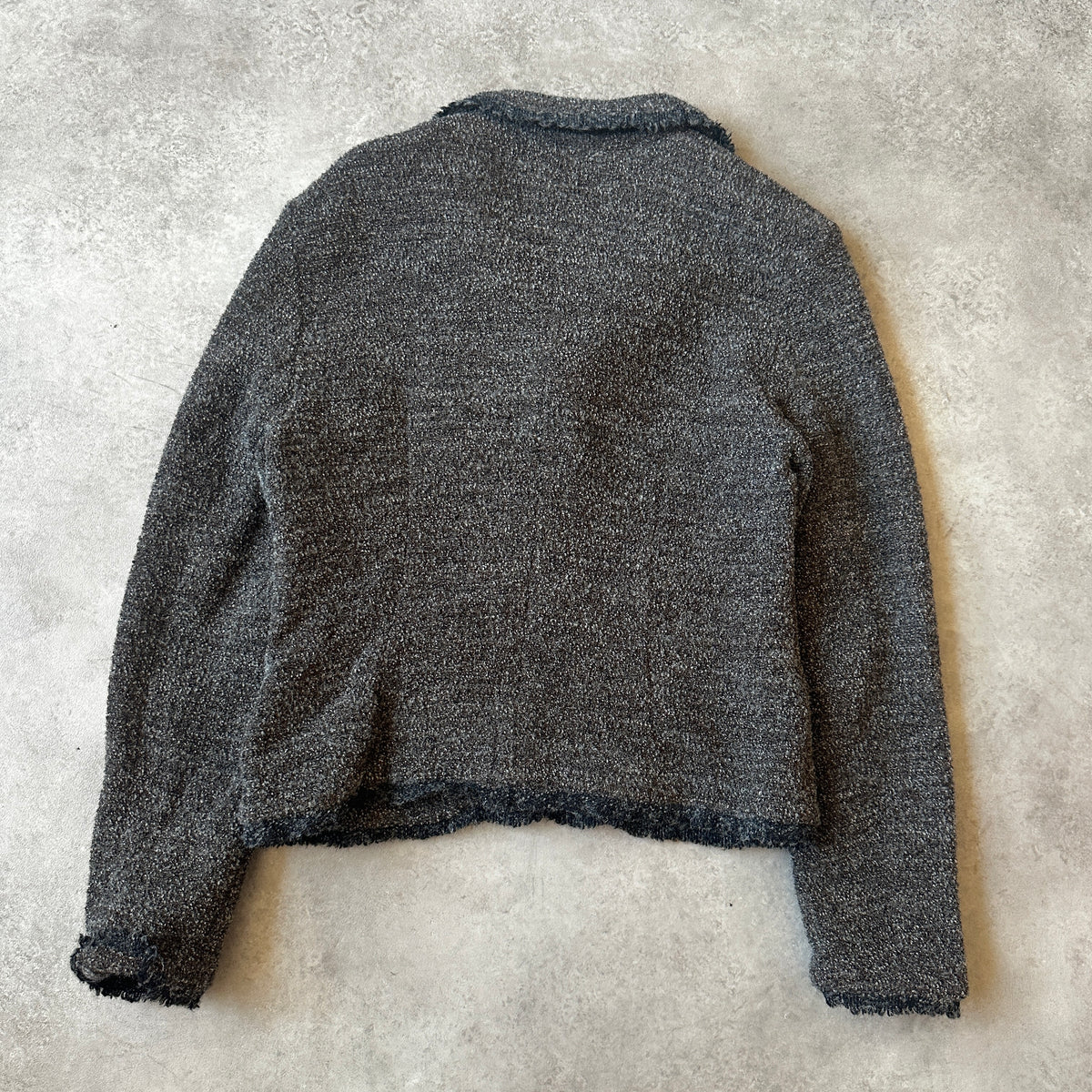 Vintage Grey Bouclé Button Jacket S