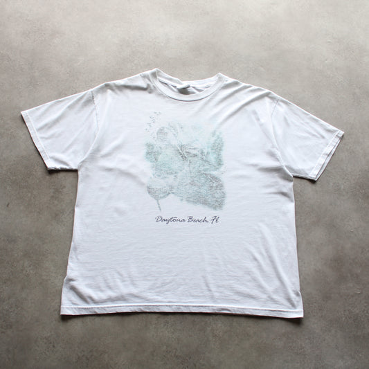 Jerzees Vintage T-Shirt – White Daytona Beach FL Graphic Print (Man-XL)
