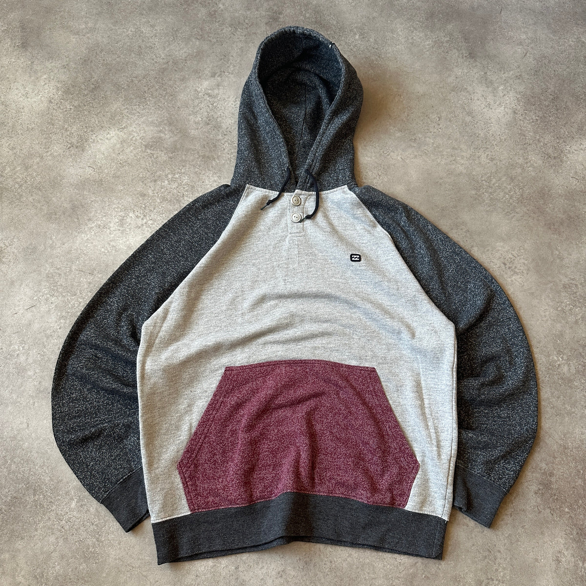 Billabong Grey & Maroon Colorblock Hoodie XL