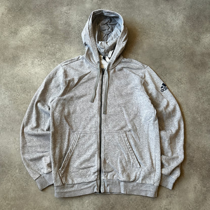 Adidas Grey Full-Zip Sleeve Logo Hoodie L