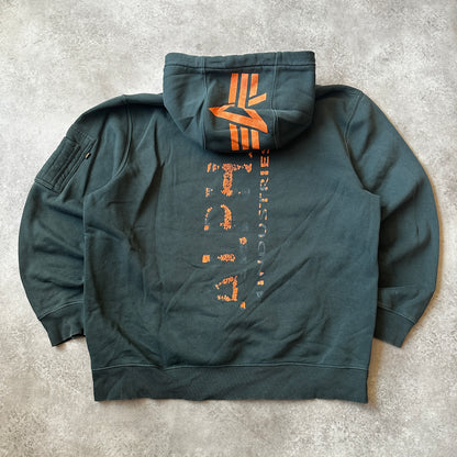 Alpha Industries Dark Green Patch Logo Hoodie XL