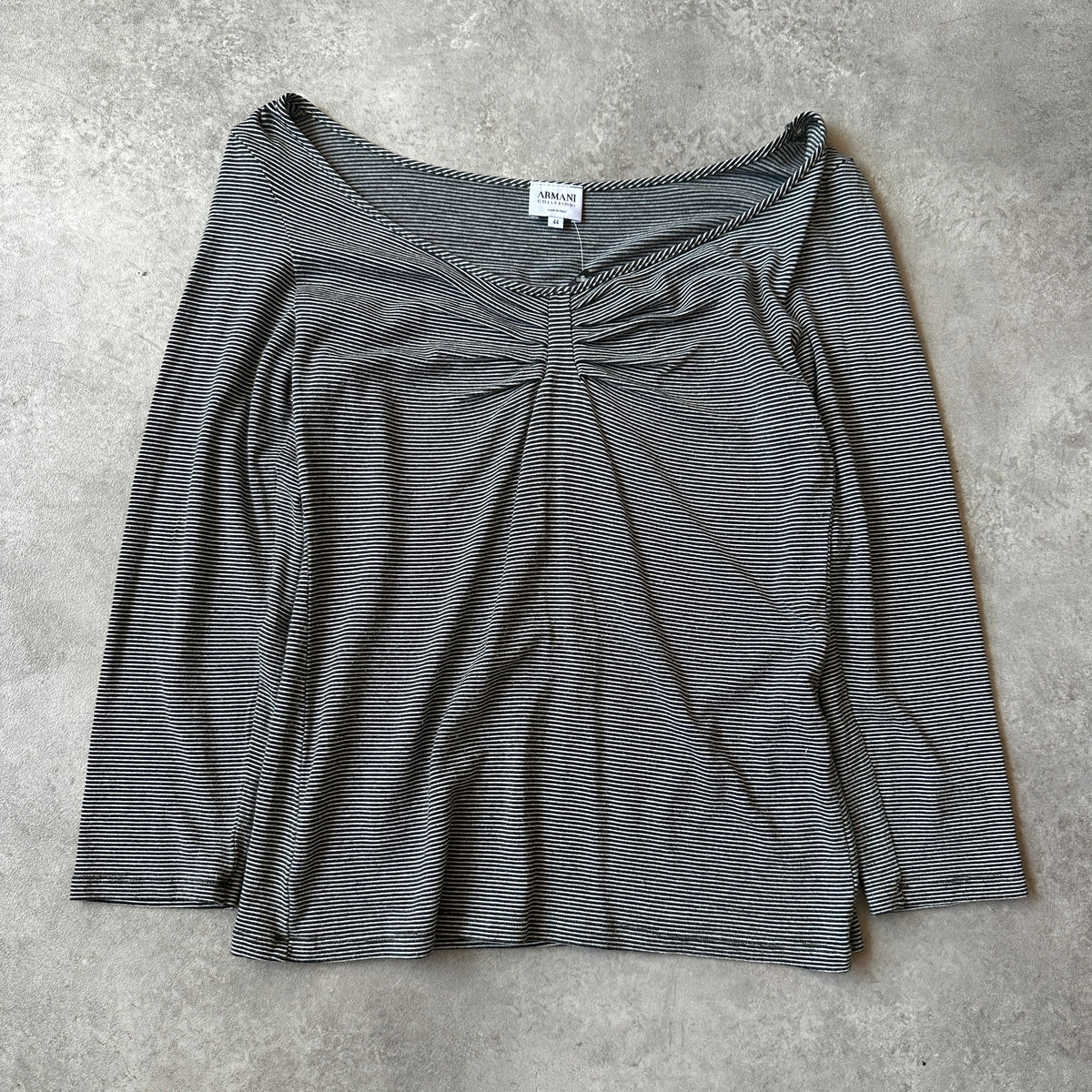 Armani Striped Cinch Front Long Sleeve Top XL