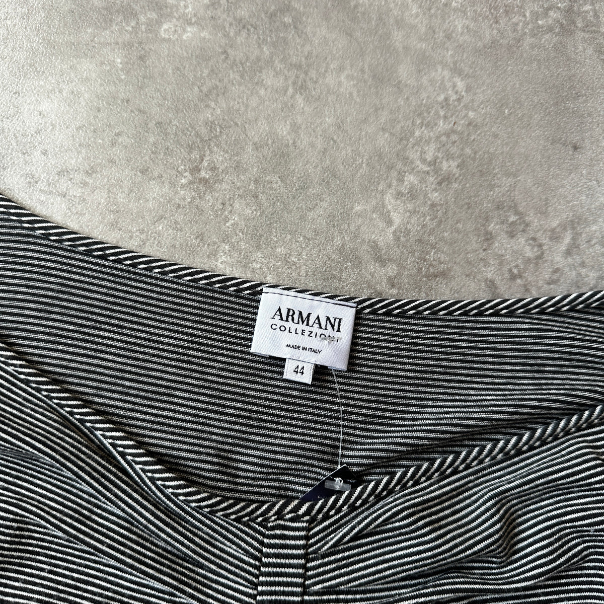Armani Striped Cinch Front Long Sleeve Top XL
