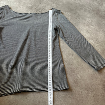 Armani Striped Cinch Front Long Sleeve Top XL