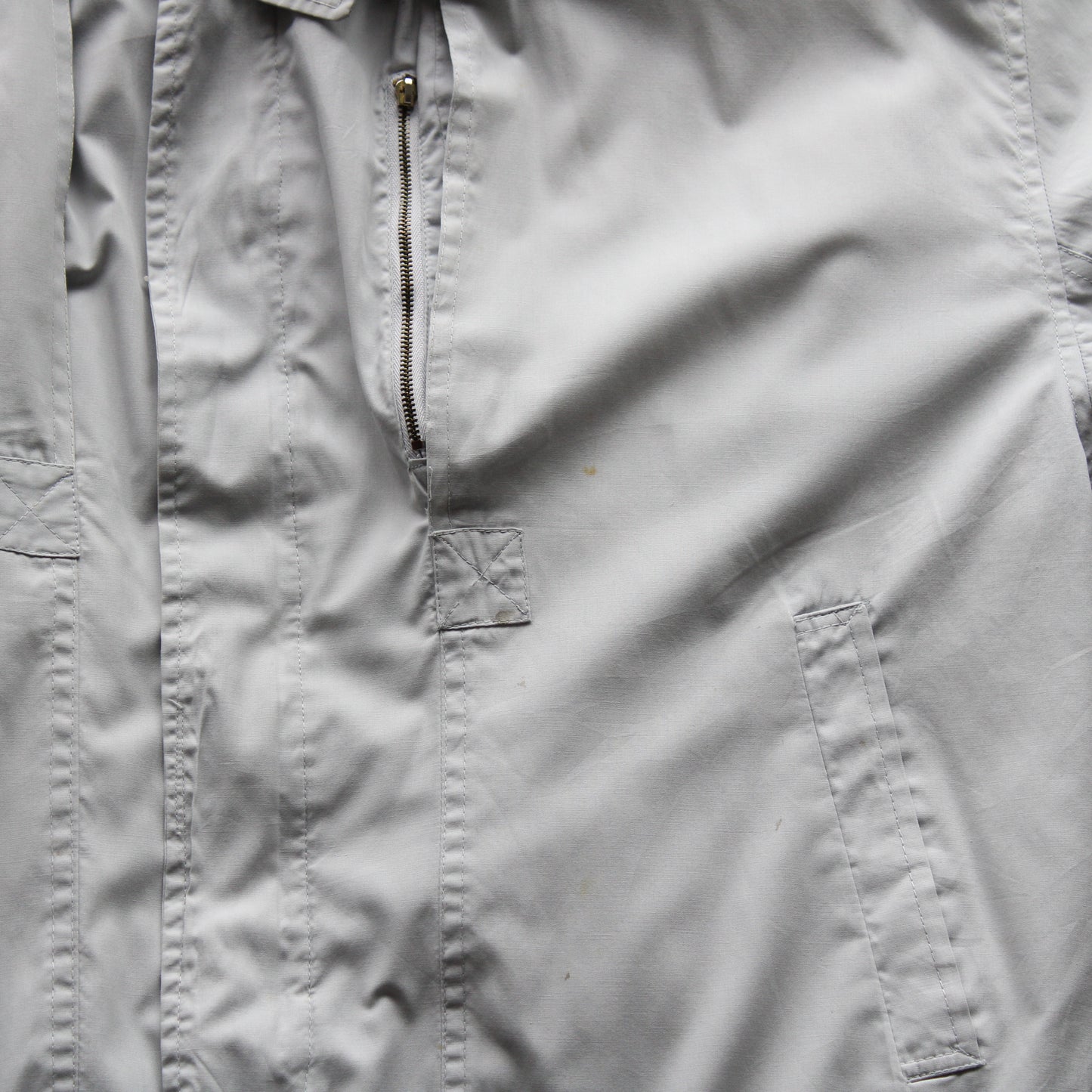 Vintage 70's H&M Jacket – Light Grey, Button Hem Detail (Man-M)